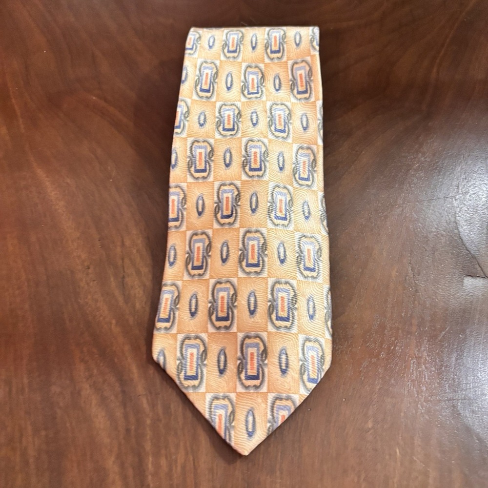 Zianetti Italian Silk‎ Collection Tie Gold Geometric USA Made